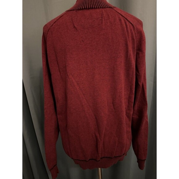 Carbon Size Large Maroon Quarter Zip Mock Neck Long Sleeve Men's Sweater Ribbed - Picture 5 of 6